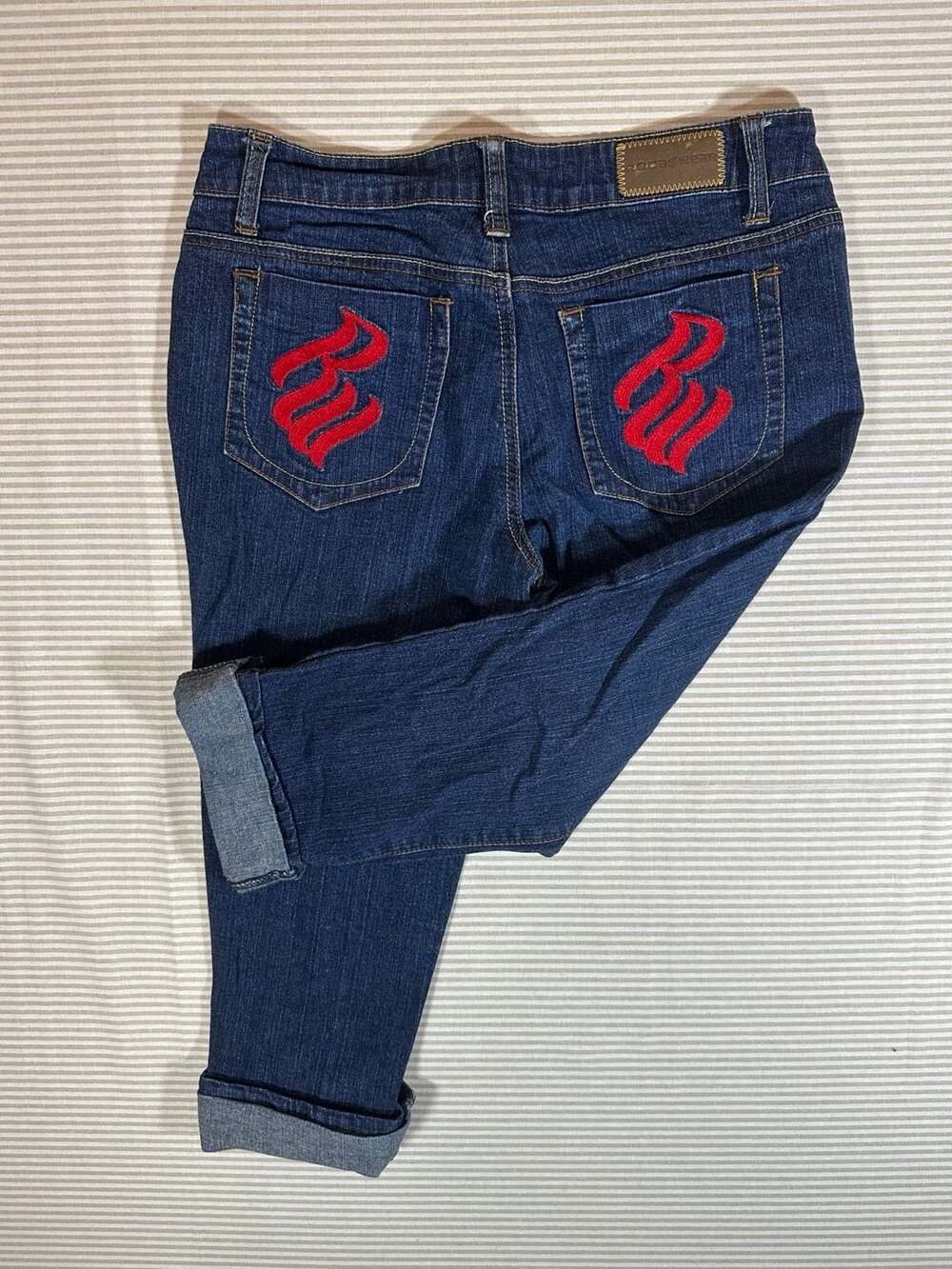 Rocawear Vintage Y2K Dark Wash Denim Cuffed Capris Jeans Size 5